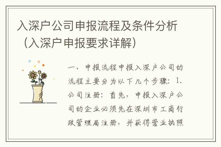 入深戶公司申報(bào)流程及條件分析（入深戶申報(bào)要求詳解）