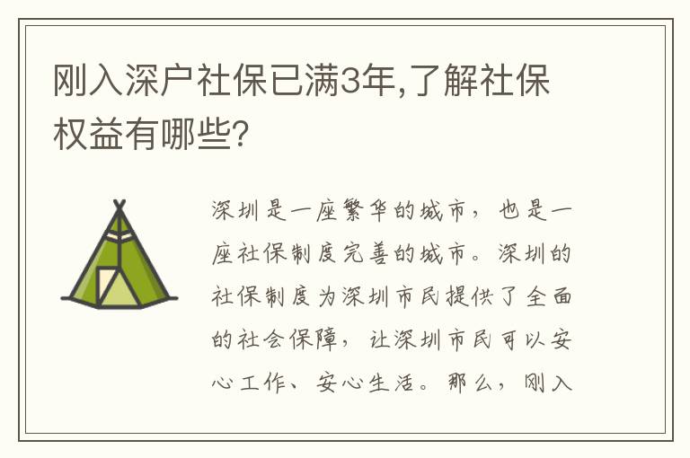 剛?cè)肷顟羯绫Ｒ褲M3年,了解社保權(quán)益有哪些？