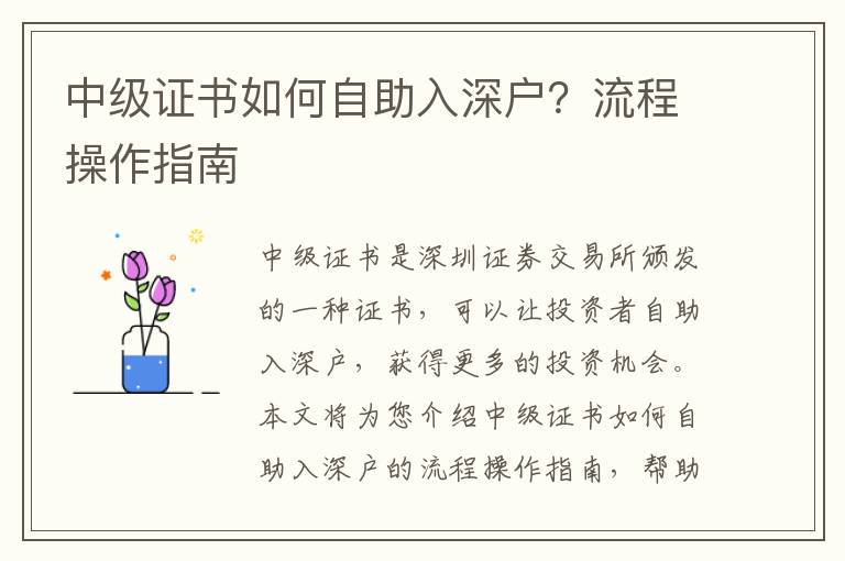 中級證書如何自助入深戶？流程操作指南