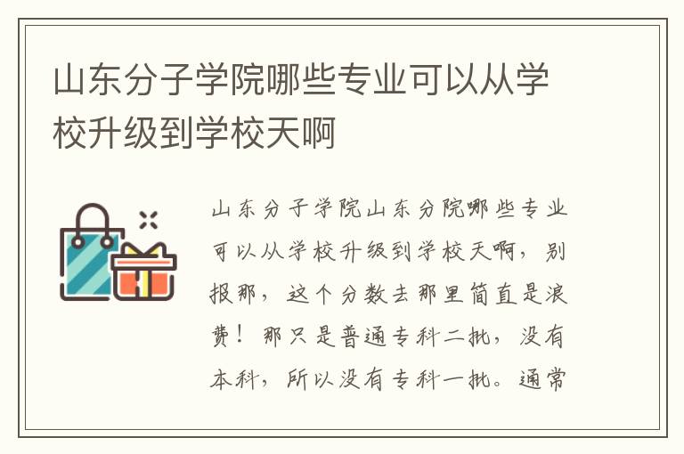 山東分子學院哪些專業(yè)可以從學校升級到學校天啊