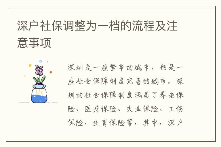 深戶社保調(diào)整為一檔的流程及注意事項(xiàng)