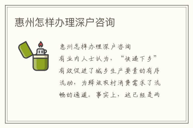 惠州怎樣辦理深戶(hù)咨詢(xún)