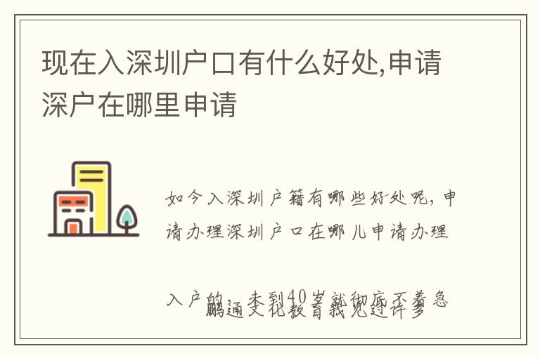 現(xiàn)在入深圳戶(hù)口有什么好處,申請(qǐng)深戶(hù)在哪里申請(qǐng)