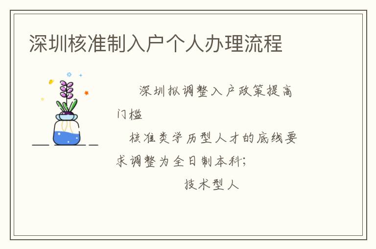 深圳核準(zhǔn)制入戶個(gè)人辦理流程