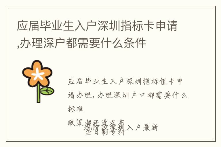 應(yīng)屆畢業(yè)生入戶深圳指標(biāo)卡申請,辦理深戶都需要什么條件
