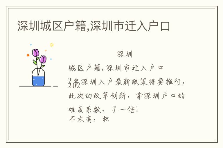 深圳城區(qū)戶籍,深圳市遷入戶口