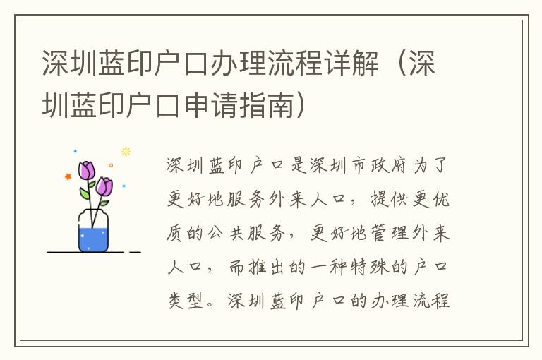 深圳藍(lán)印戶口辦理流程詳解（深圳藍(lán)印戶口申請指南）