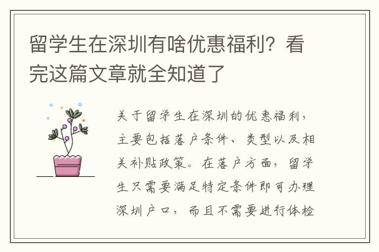 留學(xué)生在深圳有啥優(yōu)惠福利？看完這篇文章就全知道了
