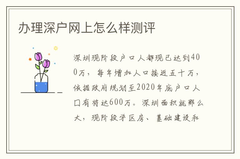 辦理深戶網(wǎng)上怎么樣測(cè)評(píng)