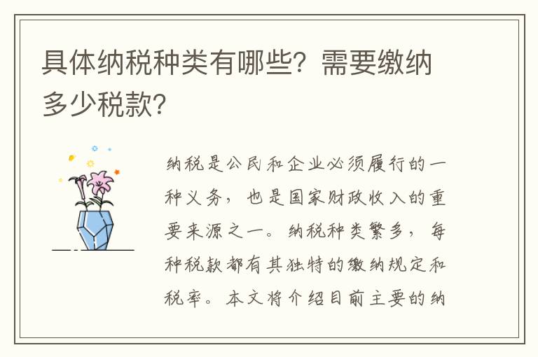 具體納稅種類有哪些？需要繳納多少稅款？